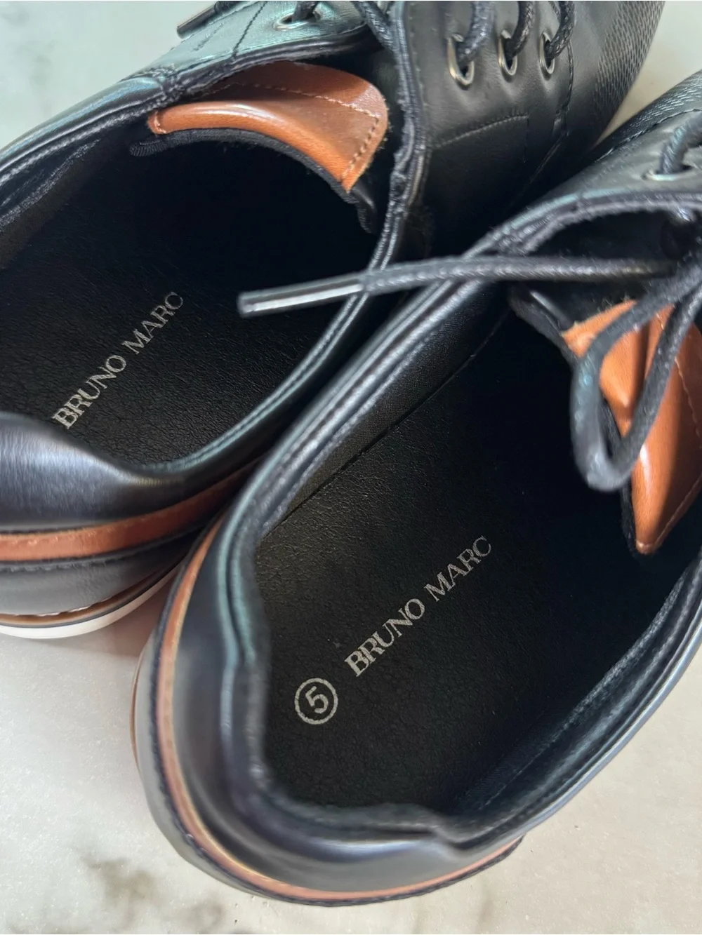 Kids Black Dress Shoes with Brown Accent – Lace-Up Comfort